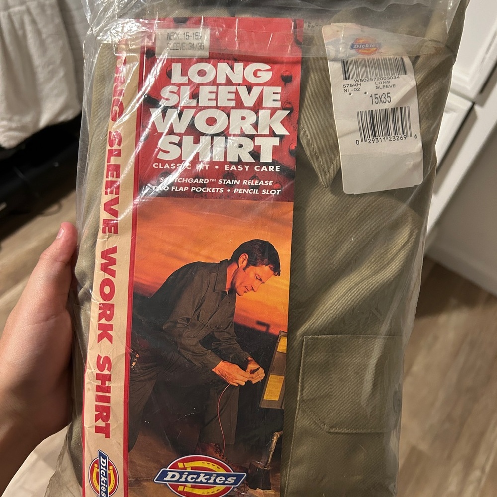 Dickies beige tan Long Sleeve Work Shirt